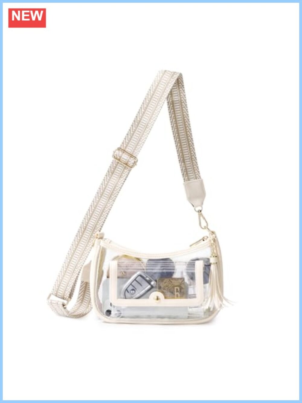 Clear Crossbody Bag PVC Stadium Approved Adjustable Strap